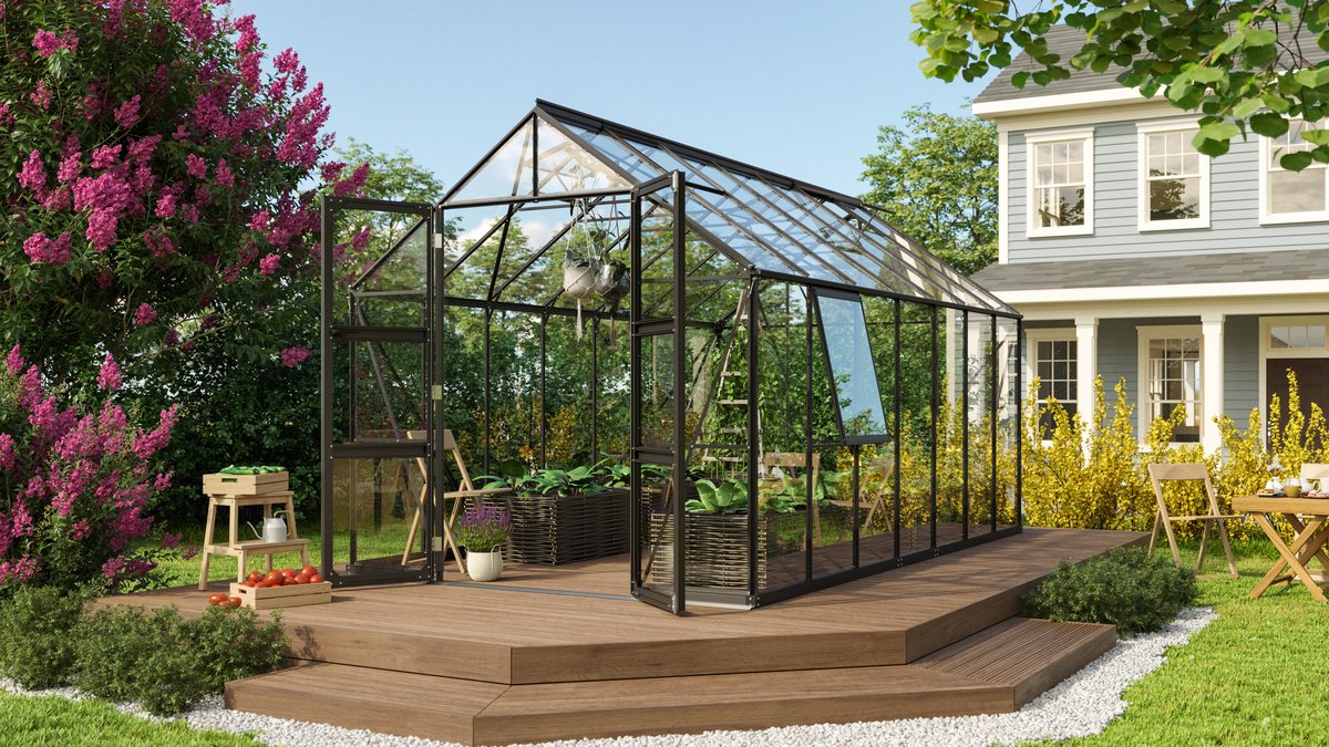Vitavia Gewächshaus Olymp 11500 ESG3mm, schwarz