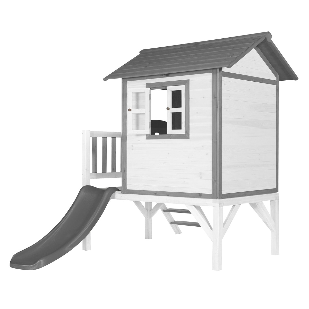 AXI Kinderspielhaus Lodge XL grau/weiß mit Rutsche grau