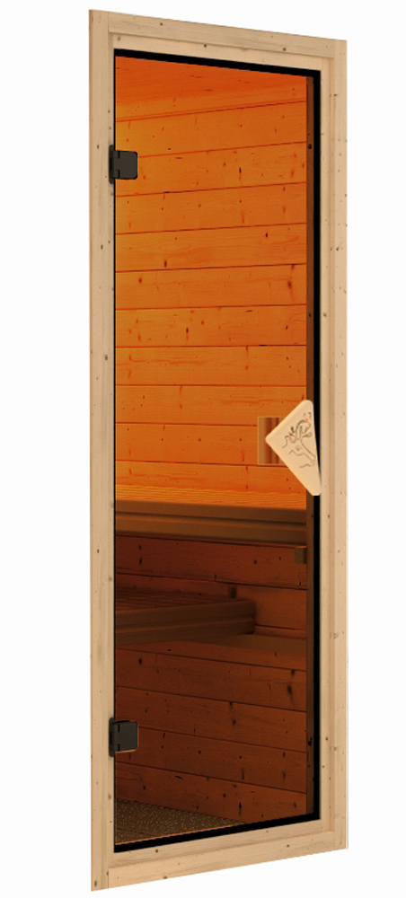 Karibu Sauna-Fasshaus 2 - 219 x 295 cm, 38 mm Massivholz naturbelassen | ohne Ofen