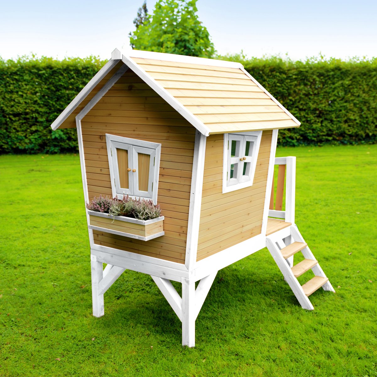 AXI Spielhaus Robin braun/weiß mit Rutsche lila