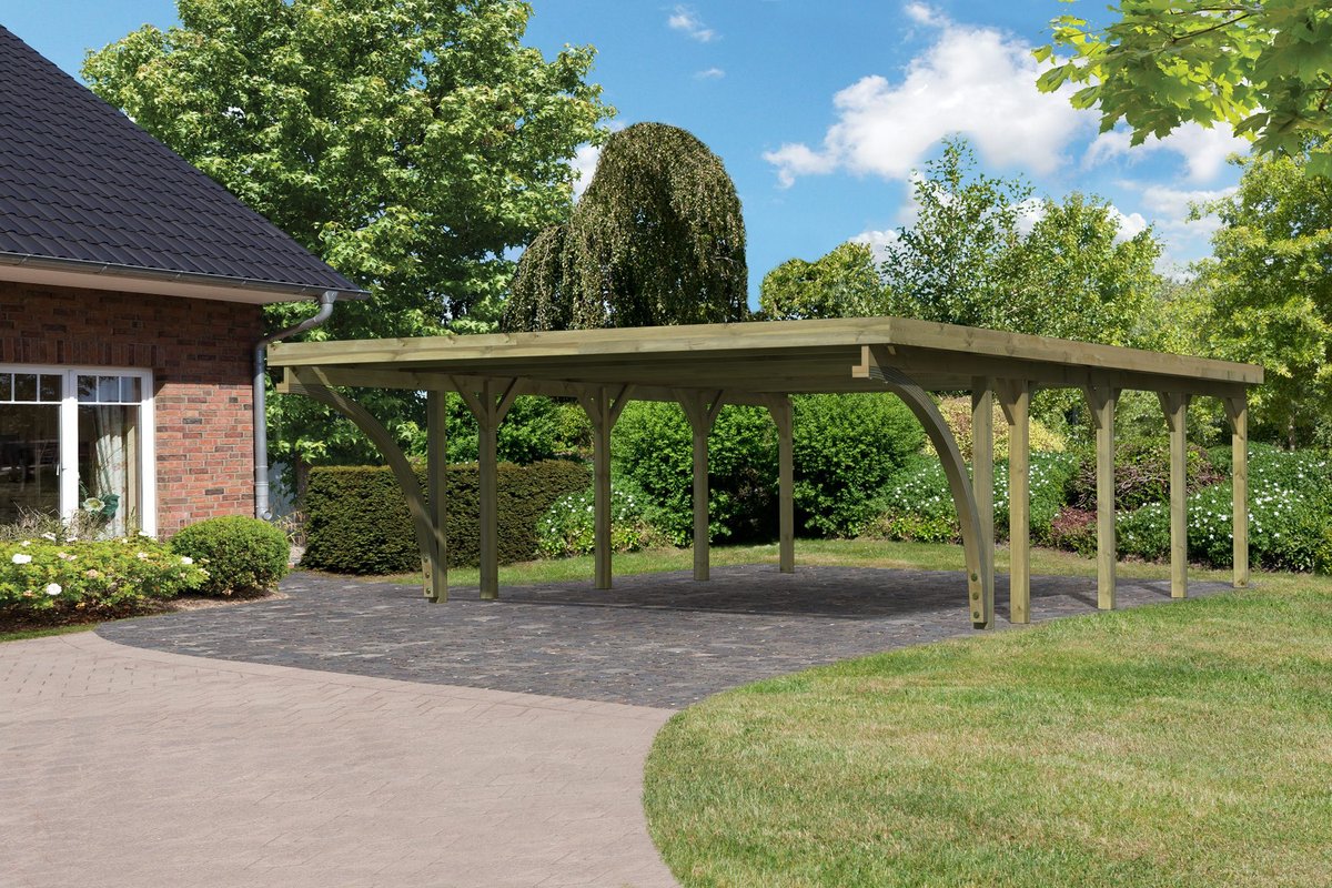 Doppelcarport CLASSIC 3 Variante C - 598x860 cm, kdi mit PVC-Dach