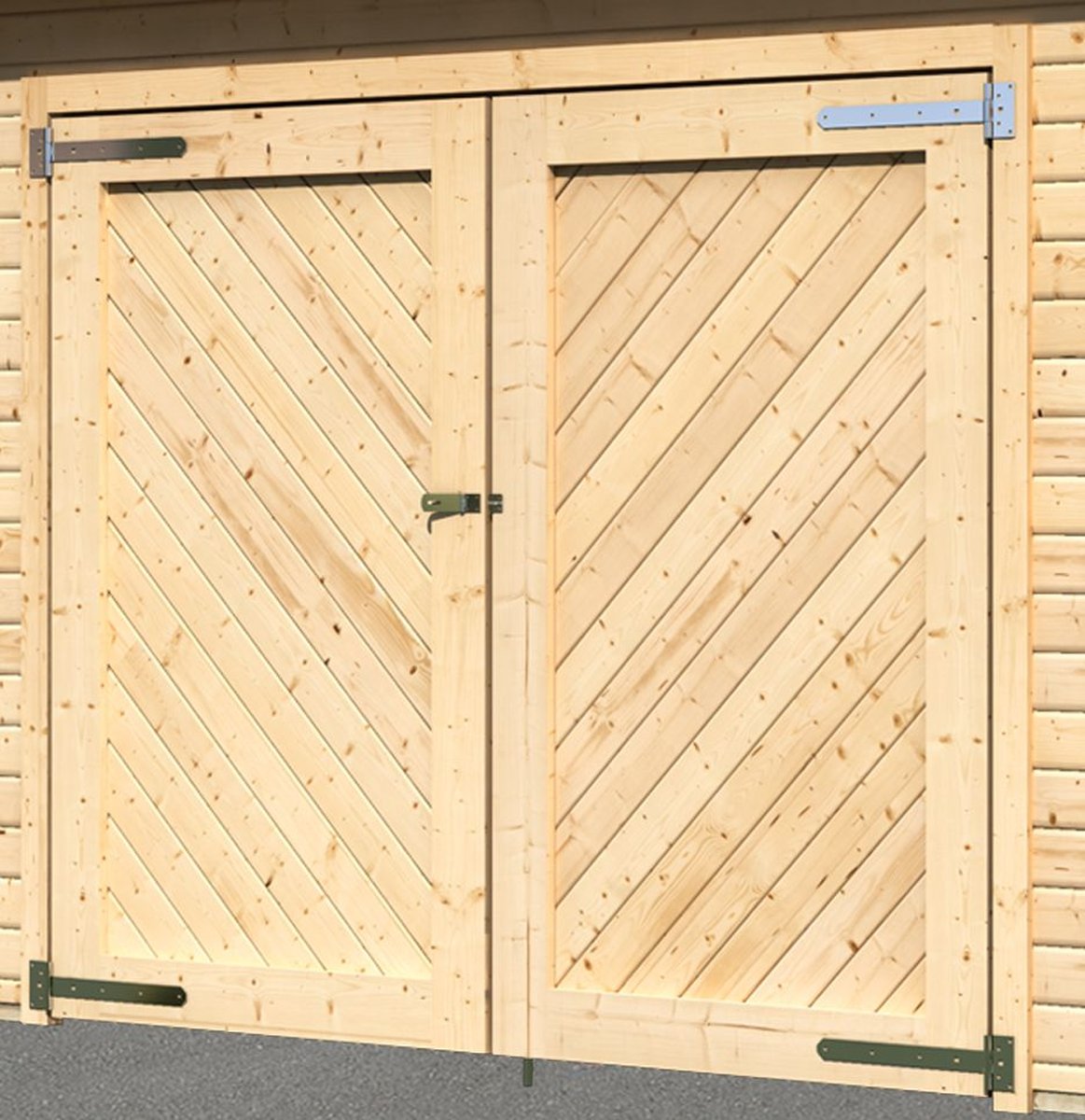 Holzgarage 38 mm Blockbohlen naturbelassen, Satteldach-Einzelgarage 387x537 cm, Karibu