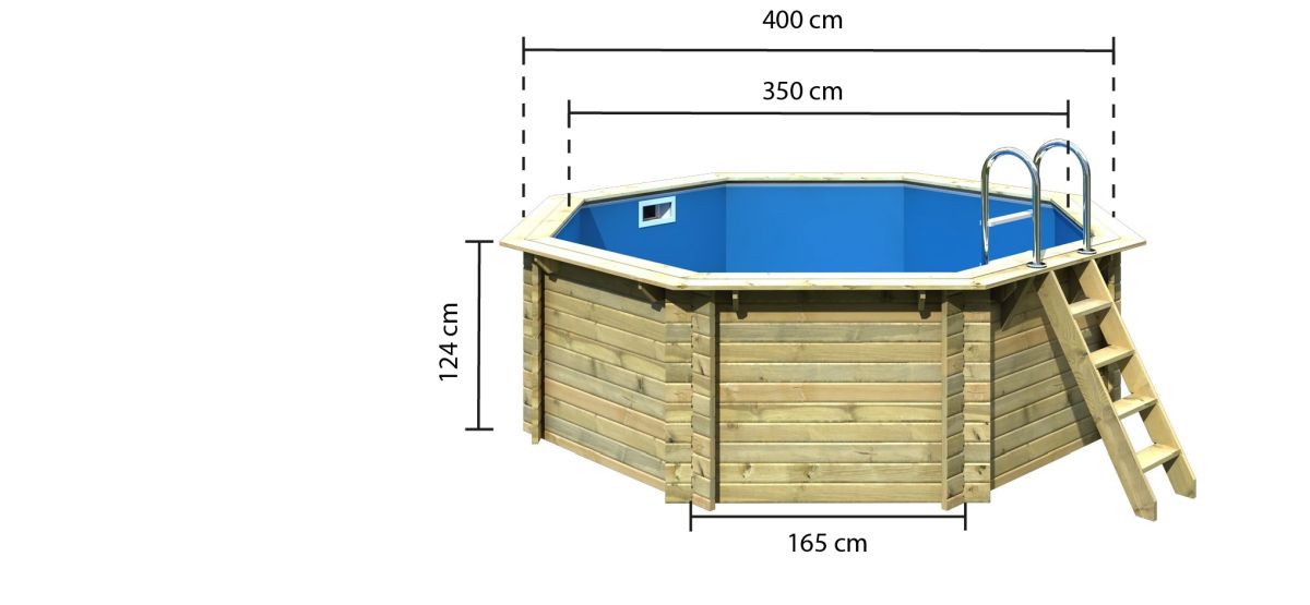 Karibu Pool Modell 1A Classic 400x400 cm, Holz kdi, Set mit Filter +Skimmer
