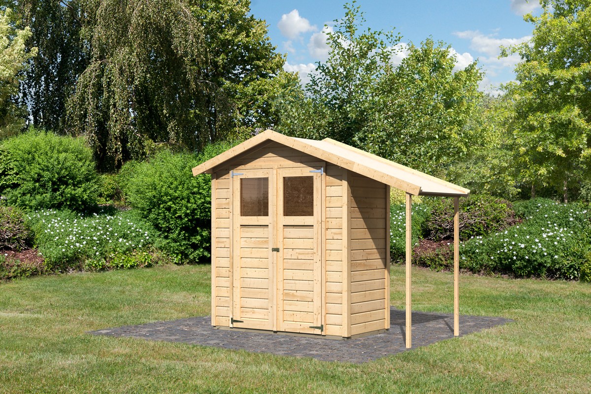 Gartenhaus Dana - 180x93 cm mit Schleppdach, 14 mm Holz naturbelassen, WOODfeeling