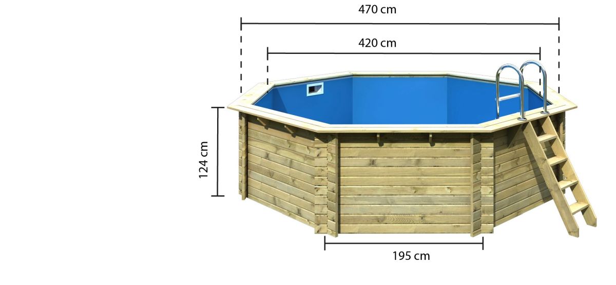 Karibu Pool Modell 2A Classic 470x470 cm, Holz kdi, mit Filter+Skimmer
