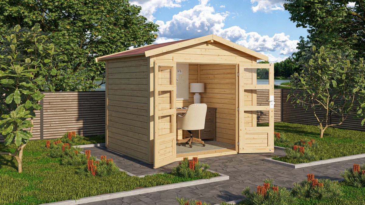 Gartenhaus Talkau 3 - 244x204 cm, 28 mm Holz naturbelassen, Karibu