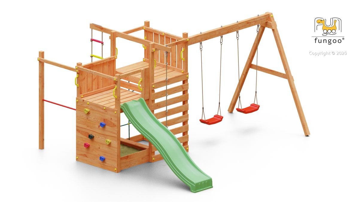 Fungoo Kletterturm CLIMBING STAR 3, teak-farben lasiert