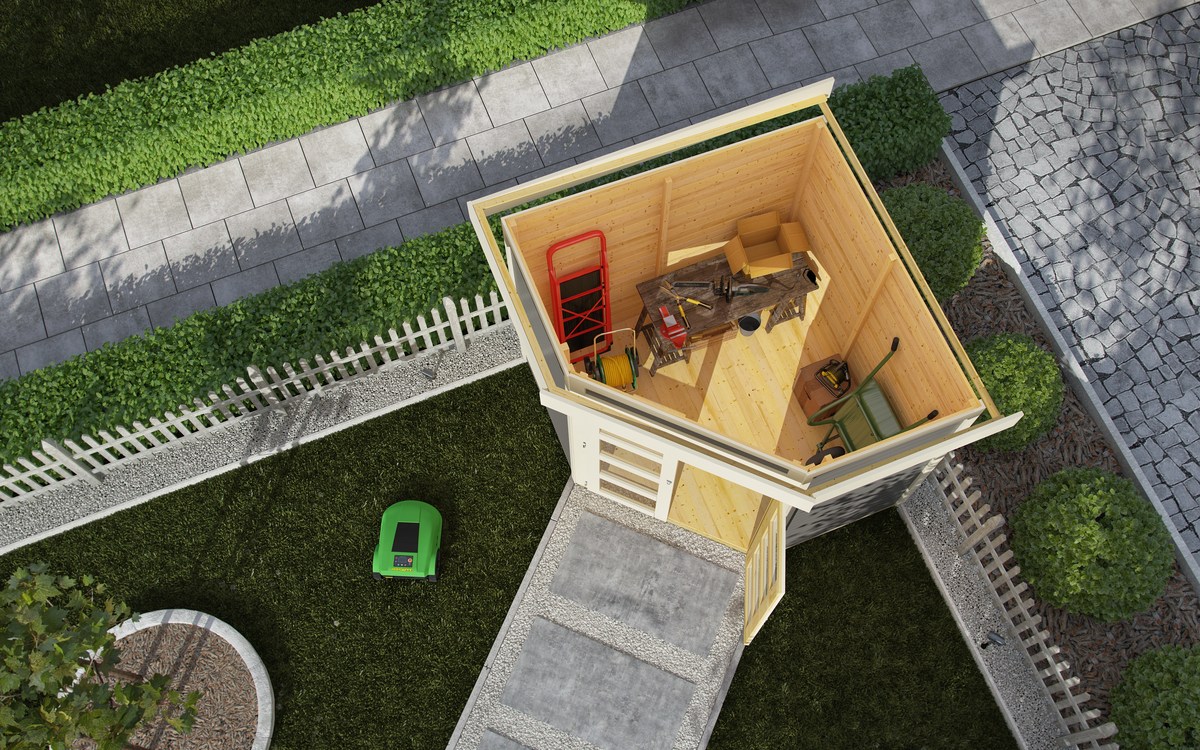 Gartenhaus Goldendorf 3, 213x217 cm, 19 mm Holz terragrau, Karibu