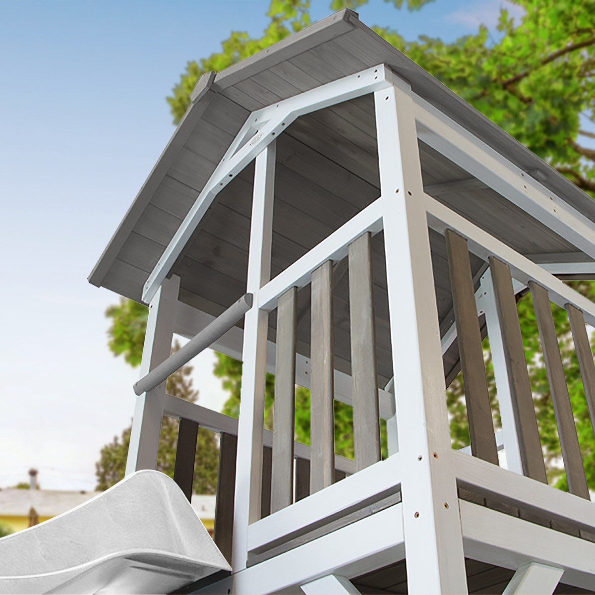 Spielturm Beach Tower Swing grau/weiß mit Rutsche weiß