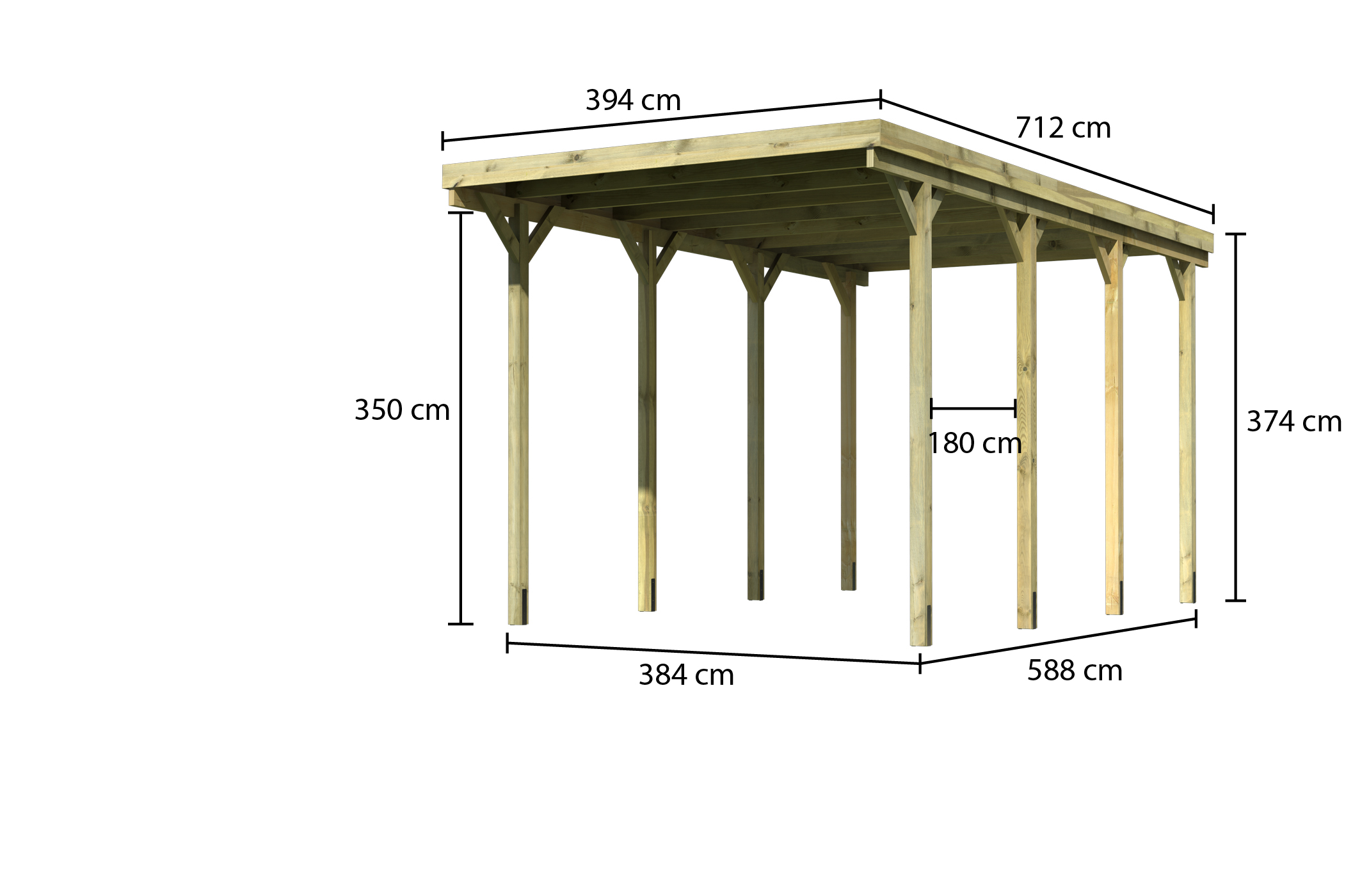 Caravan-Carport - 394x712x374 cm kdi, extra hoch, Karibu