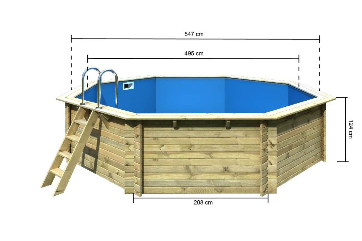 Karibu Pool Modell 3A Classic 547 x 547 cm, Holz kdi, mit Filter+Skimmer