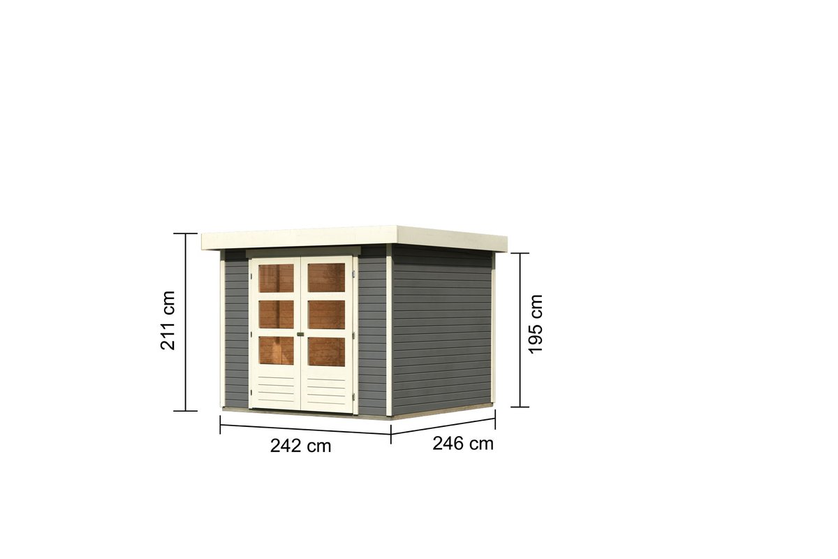 Gartenhaus Askola 3,5 - 242 x 246 cm, 19 mm Holz terragrau, Karibu