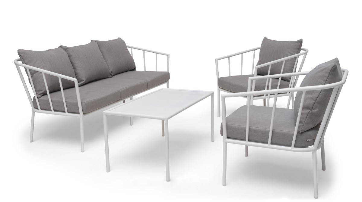 Elesvik Lounge-Set Aluminium, Sofa / 2 Sessel / Tisch / Kissen