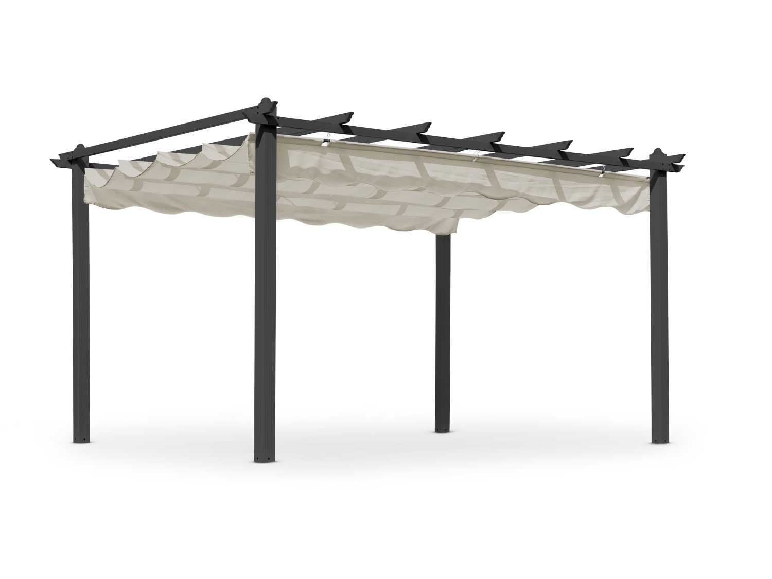 Skanör Alu-Pavillon/-Pergola 3x4 m schwarz mit Stoff-Sonnendach sand