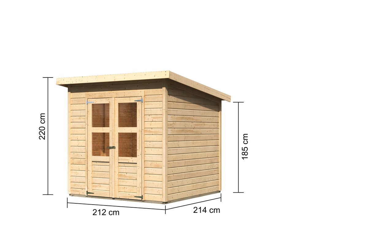 Karibu Gartenhaus Merseburg 4 - 212x214 cm, 14 mm Holz naturbelassen