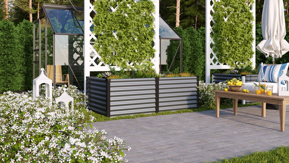 Vitavia Hochbeeet Linus 630, Zincalume granit/schwarz