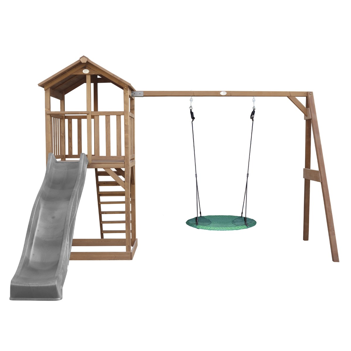 Spielturm Beach Tower Summer Nest Swing braun mit Rutsche grau
