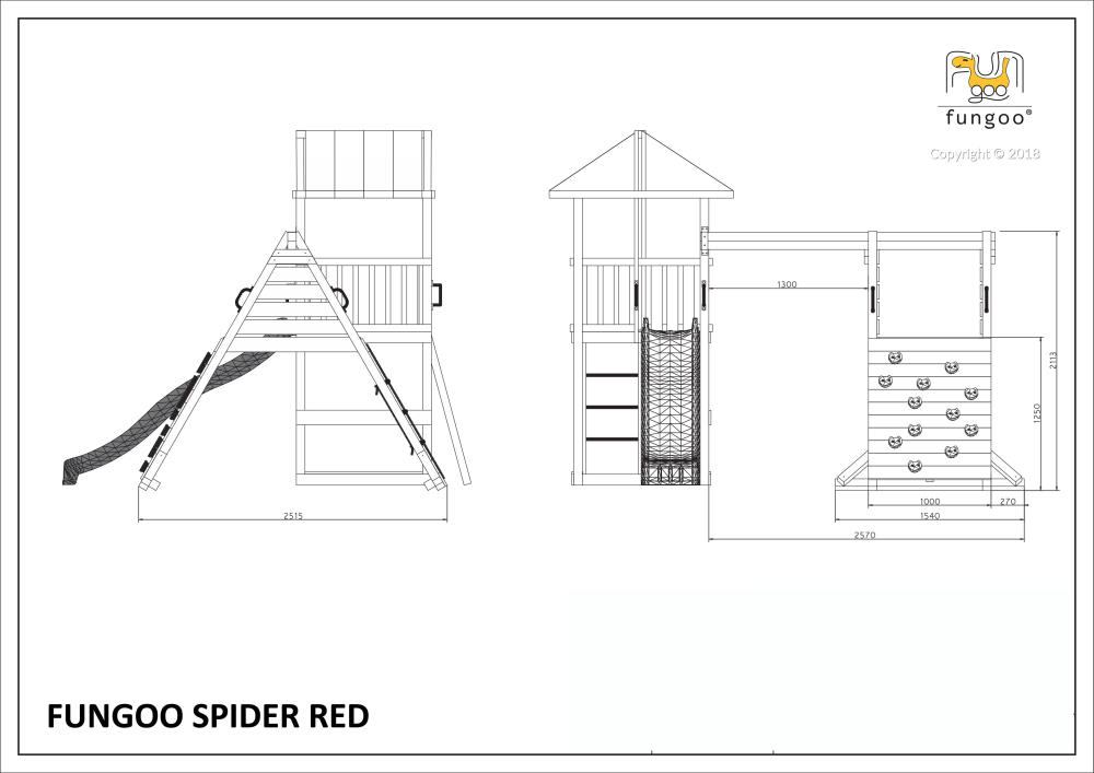 Fungoo Kletterschaukel-Modul SPIDER RED für Spieltürme