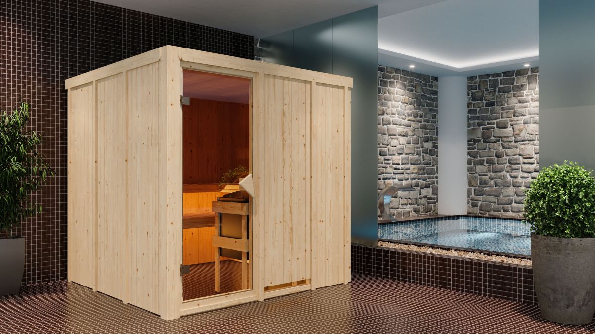 Türgriff-Set Holz/Holz für Sauna-Glastüren