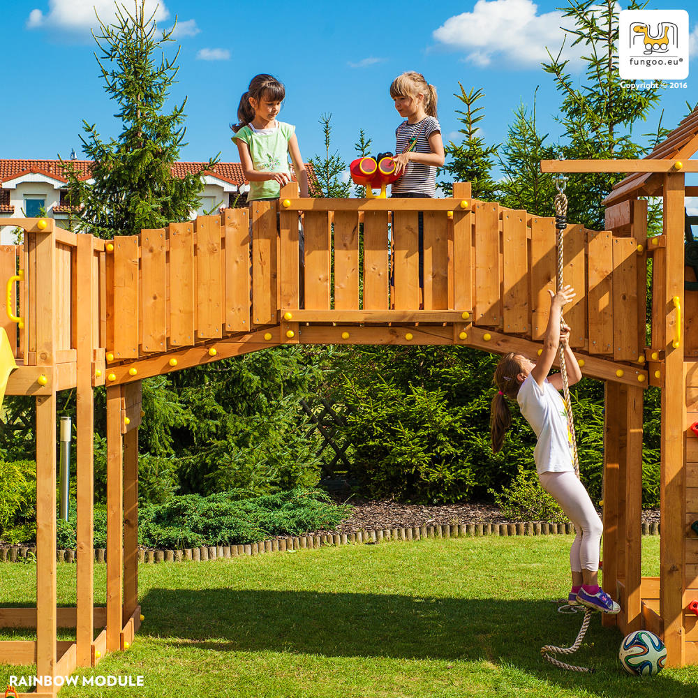 Spielplatz Maxi Set Fungoo SIZED PLAZA, teak-farben lasiert