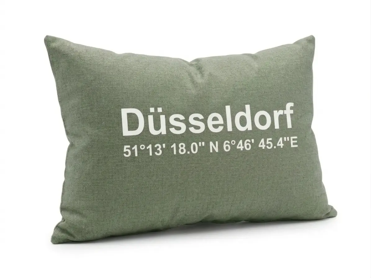 Großstadtliebe-Kissen "Düsseldorf", Outdoor-Kissen 30x50 cm Dessin brote hellgrün