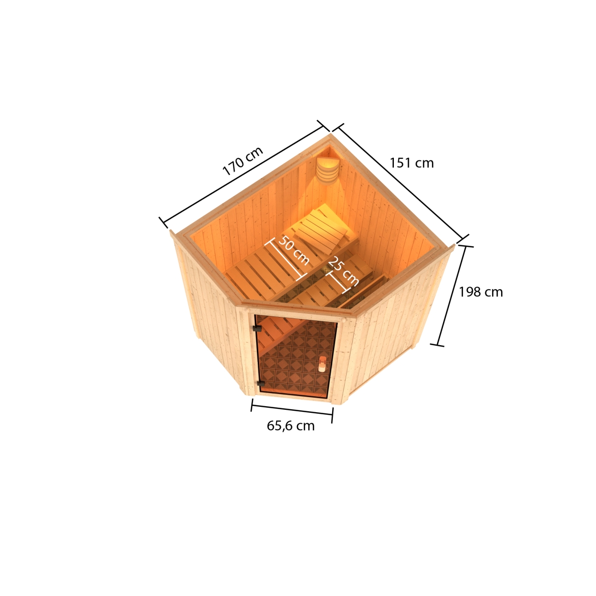 Karibu Sauna Faurin - 170 x 151 cm, 68 mm Systemsauna | ohne Ofen