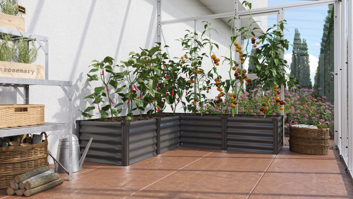 Vitavia Hochbeet Linus In&Out 401 M, Zincalume granit/schwarz