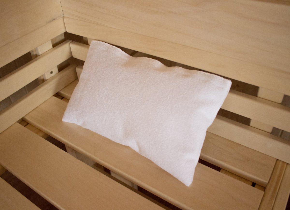 Sauna Nackenkissen mit Frottee-Bezug weiß, 30x20 cm