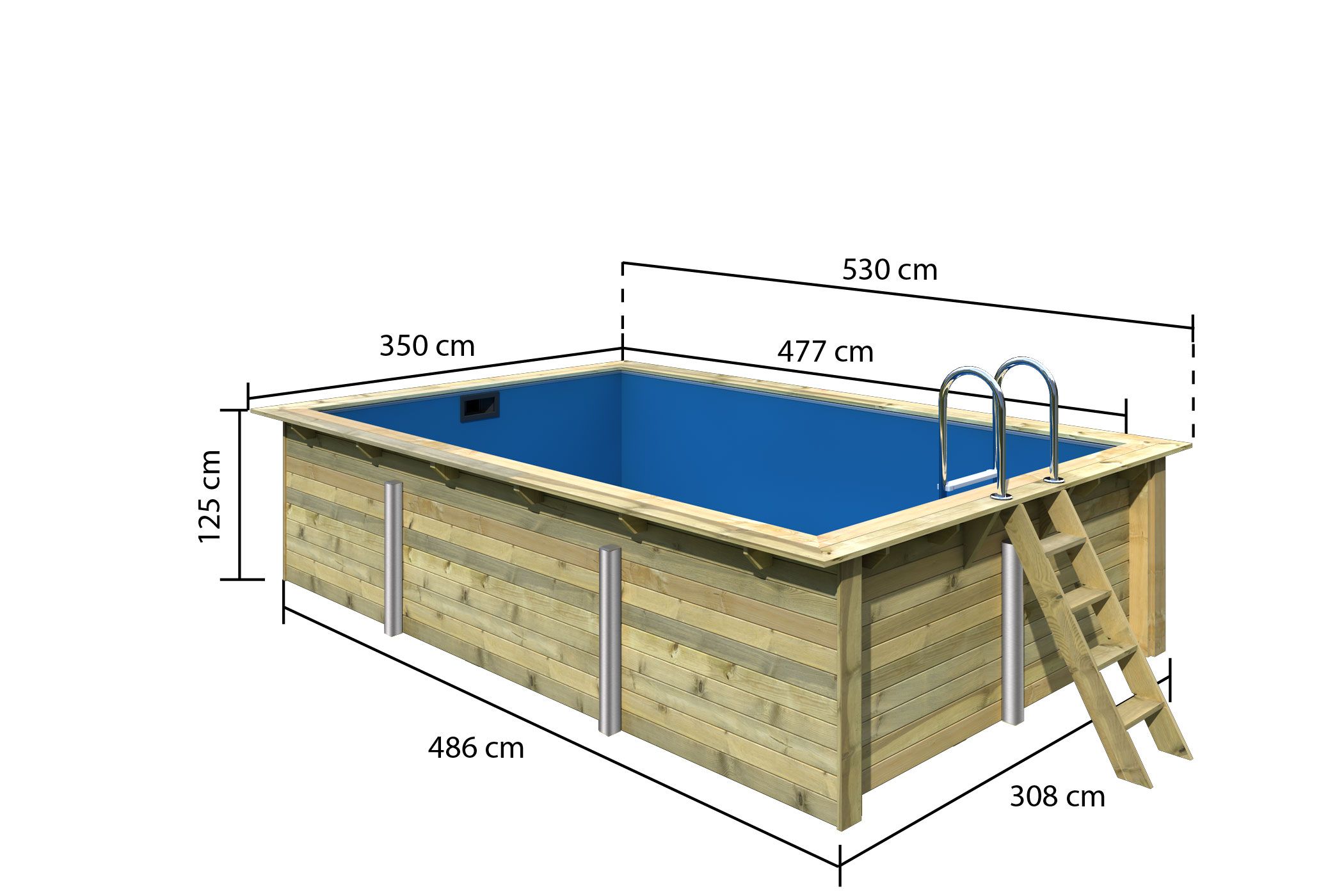 Karibu Rechteck-Pool 3, 353x530 cm, Holz kdi, Grundkörper