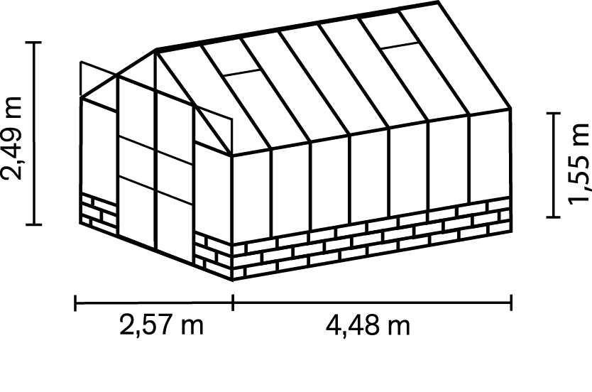 Vitavia Gewächshaus Cassandra 11500 ESG 3mm, alu, ohne Sockel - 257x448x249 cm