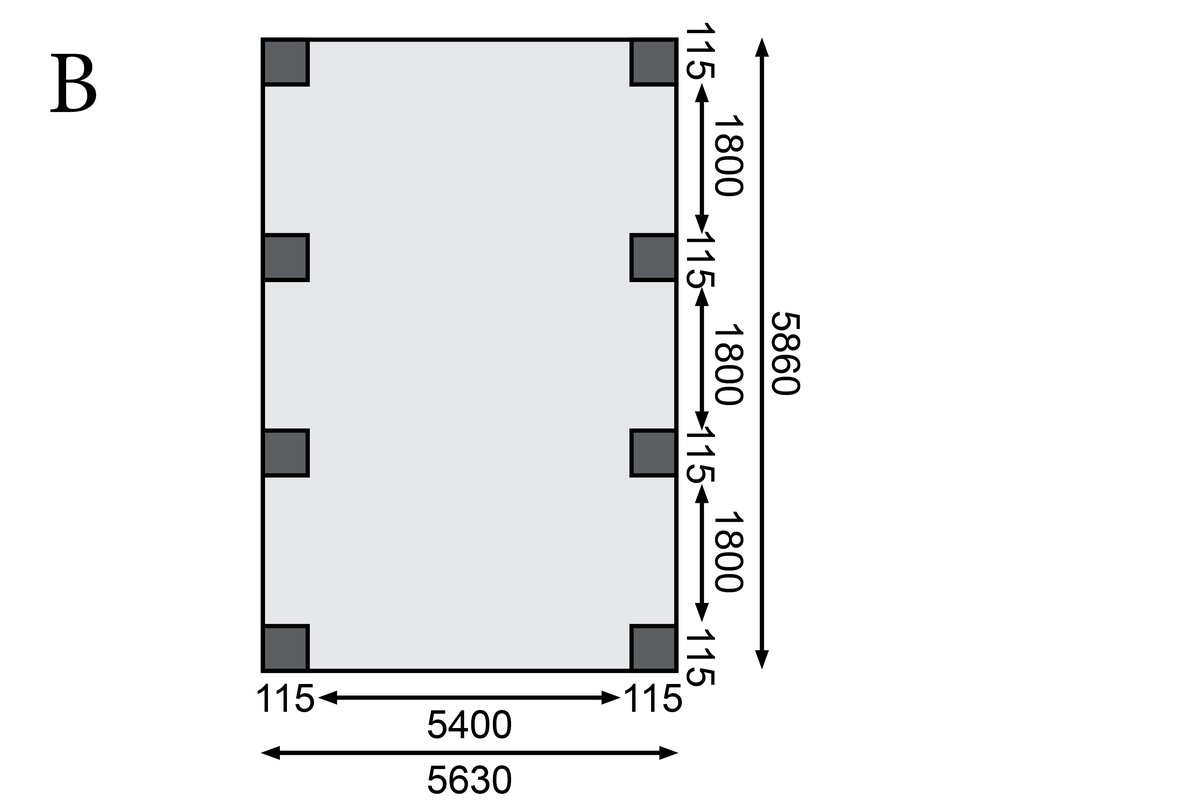 Doppelcarport CLASSIC 2 Variante A - 598x670 cm, kdi mit Stahldach