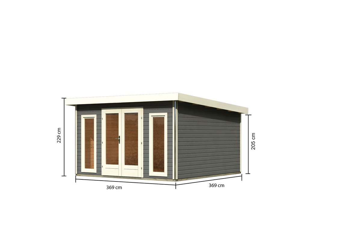 Gartenhaus Radeburg 3 - 369x369 cm, 40 mm Holz terragrau, Karibu