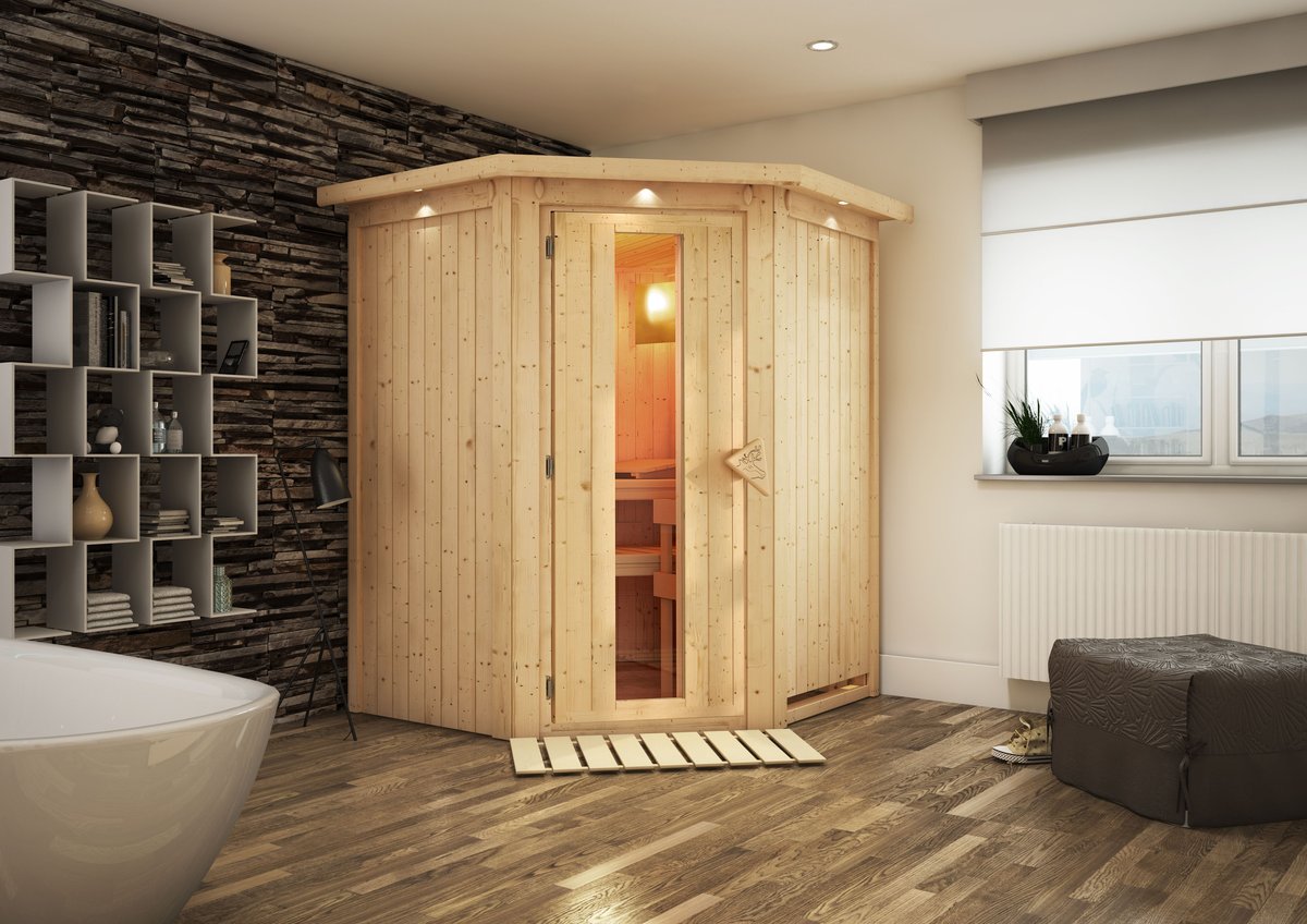 Karibu Plug & Play Sauna Nanja - 151x151 cm, 68 mm Systemsauna