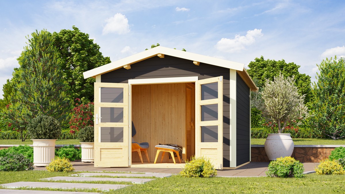 Karibu Saunahaus Anton - 304x304 cm, 28 mm Holzhaus