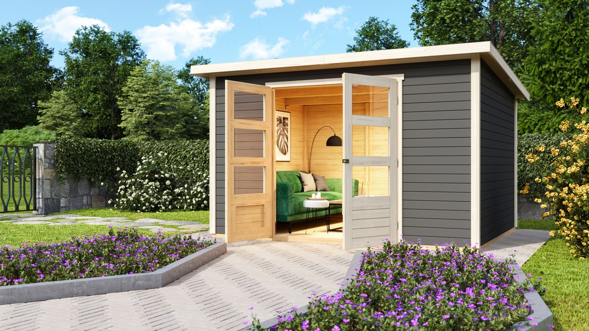 Gartenhaus Stockach 5 - 305x246 cm, 19 mm Holz terragrau, Karibu