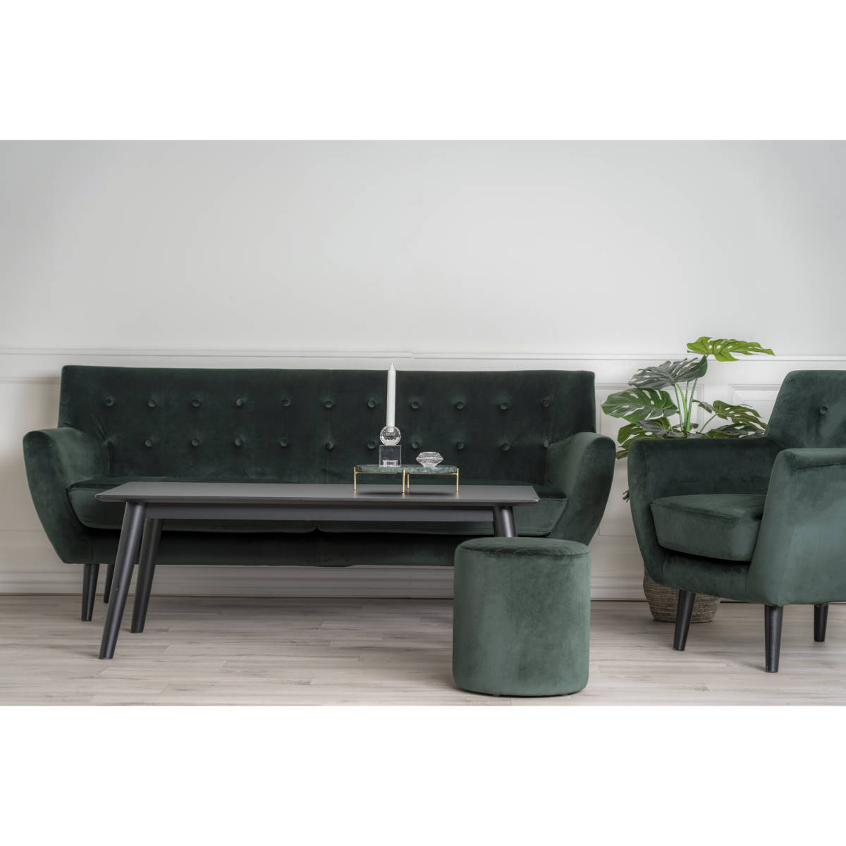 3 Sitzer Samt-Sofa - Monte, dunkelgrün