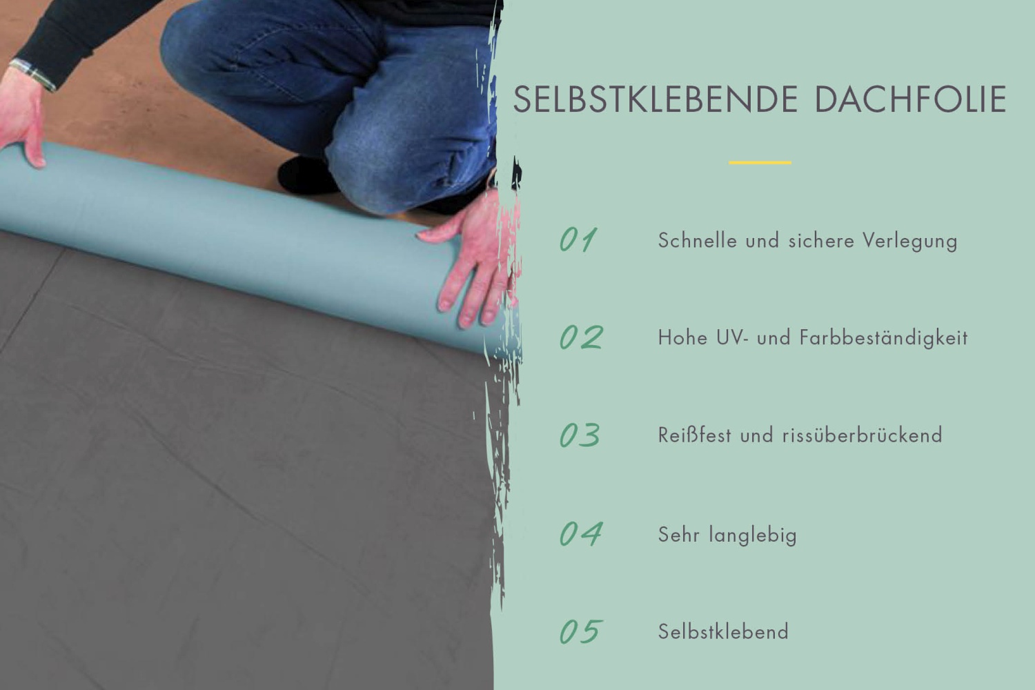 Selbstklebende Dachfolie dunkelgrau, 1 m breit, Rolle 5 m²