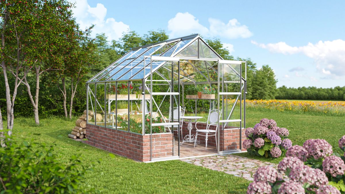 Vitavia Gewächshaus Cassandra 8300 ESG3mm, alu, ohne Sockel  - 257x323x249 cm Vitavia Gewächshaus Cassandra 8300 ESG3mm, alu, ohne Sockel  - 257x323x249 cm