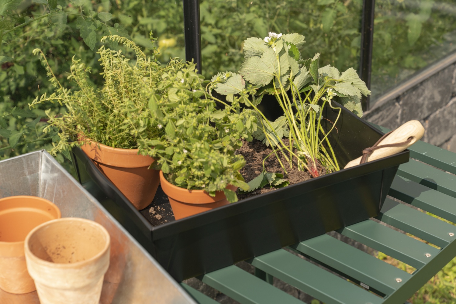 Pflanzschale massiv 38,5x28,5x11,5 cm, Stahl galvanisiert, schwarz pulverbeschichtet