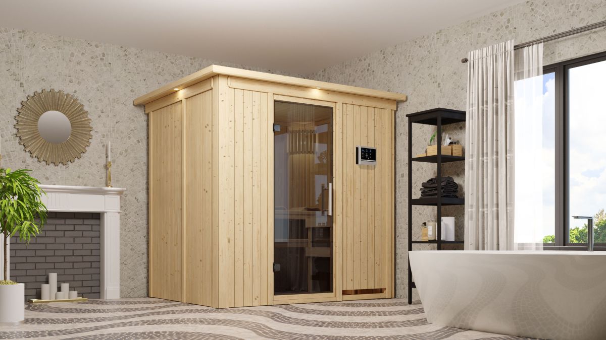 Karibu Plug & Play Sauna Fanja - 196x151 cm, 68 mm Systemsauna