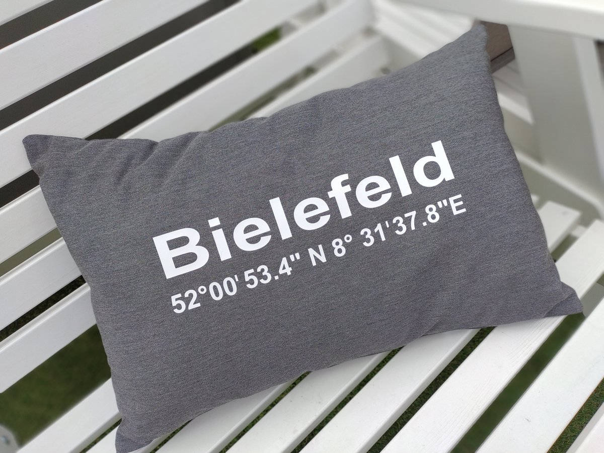 Heimatliebe-Kissen, "Bielefeld", grafito, Outdoor-Kissen, 45 x 35 cm