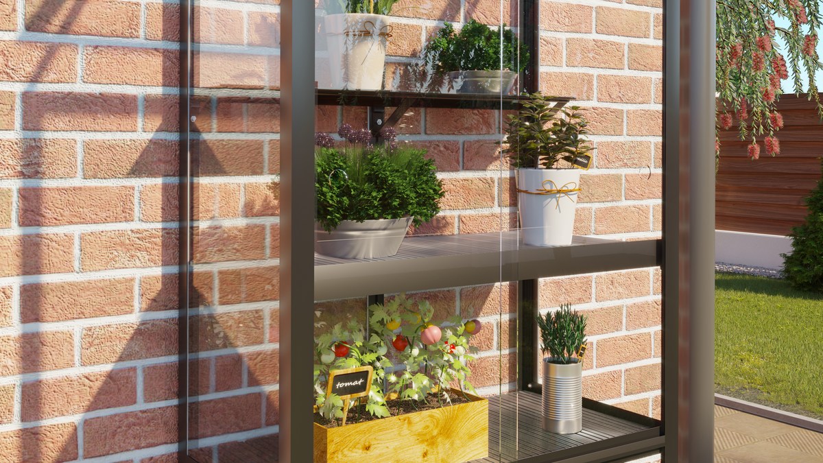 Zusatzregal für Balkongewächshaus, dunkelgrau/schwarz