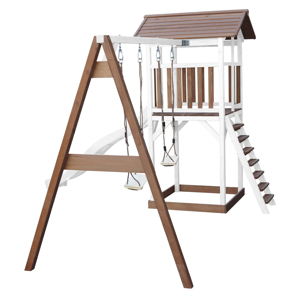 Spielturm Beach Tower Double Swing braun/weiß mit Rutsche weiß