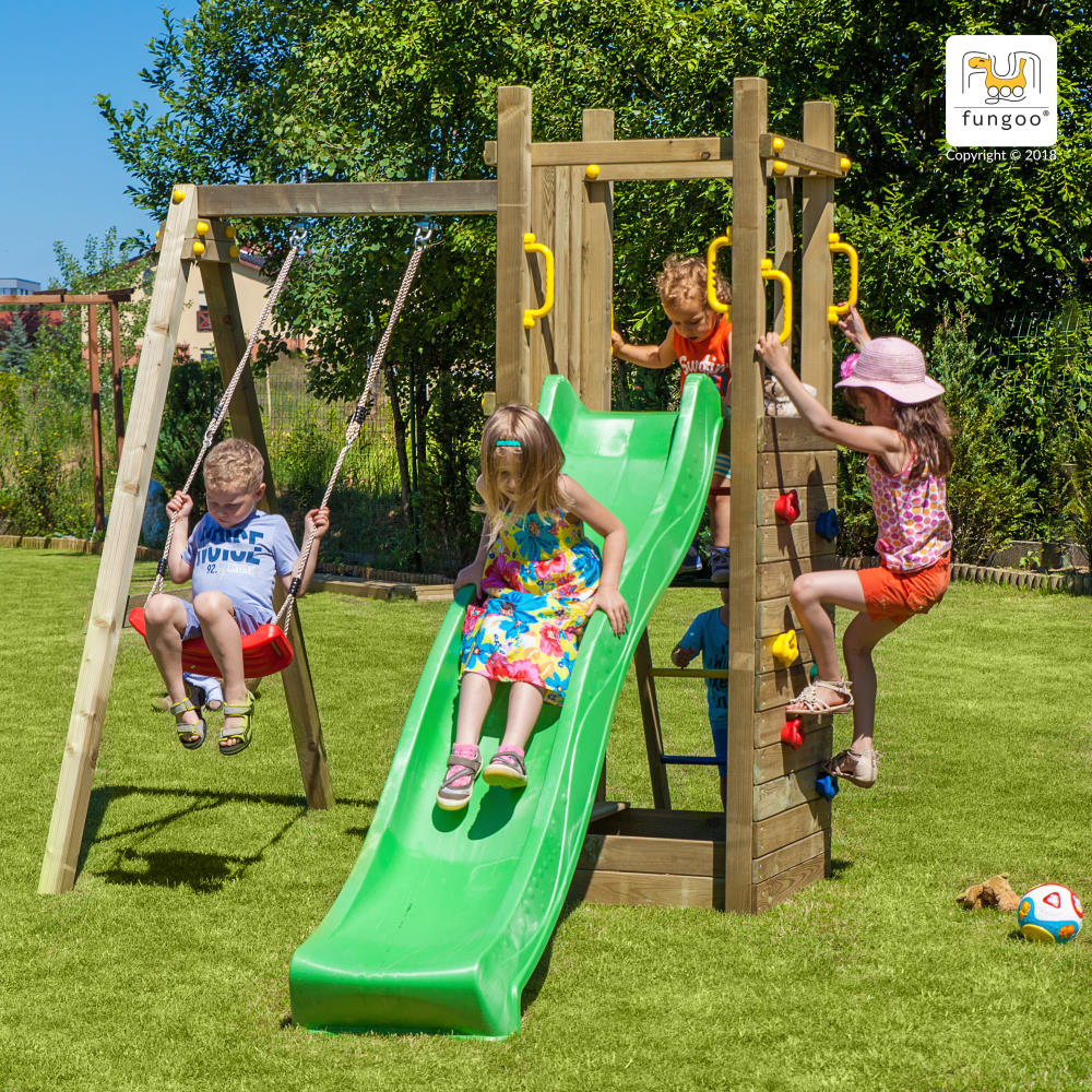 Fungoo Gartenspielplatz FUNNY 3 mit Sandkasten und Einzelschaukel, kdi