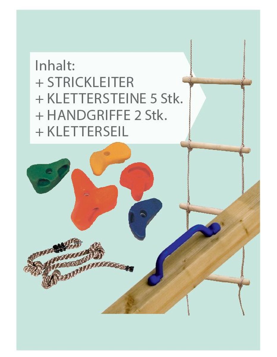 XXL Kletterset mit 5-Sprossen Strickleiter 5 Klettersteine 2 Handgriffe klettern 