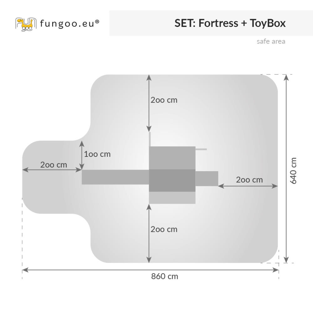 Fungoo Spielturmset FORTRESS TOYBOX, teak-farben lasiert