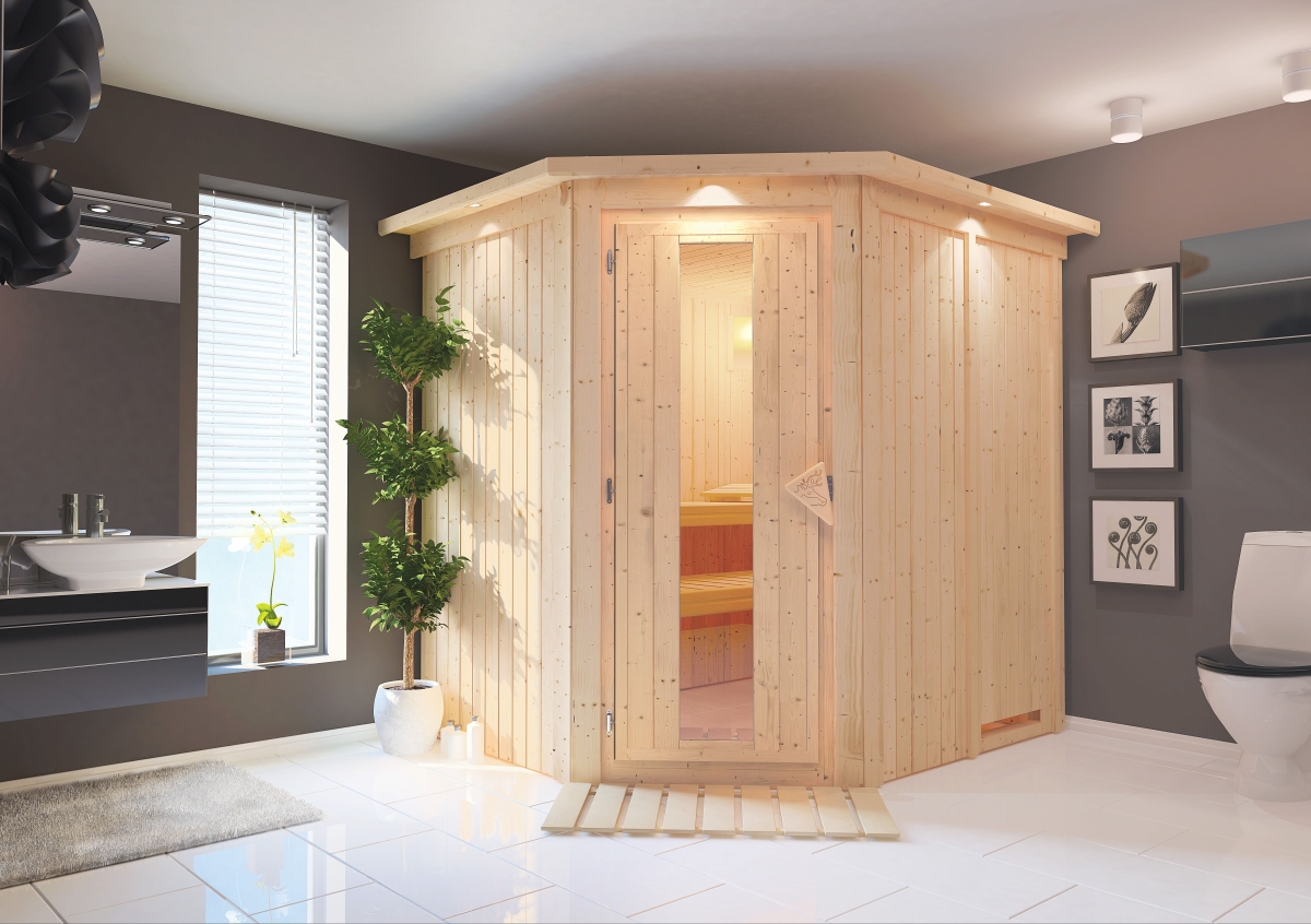 Karibu Plug & Play Sauna Lilja - 196x170 cm, 68 mm Systemsauna