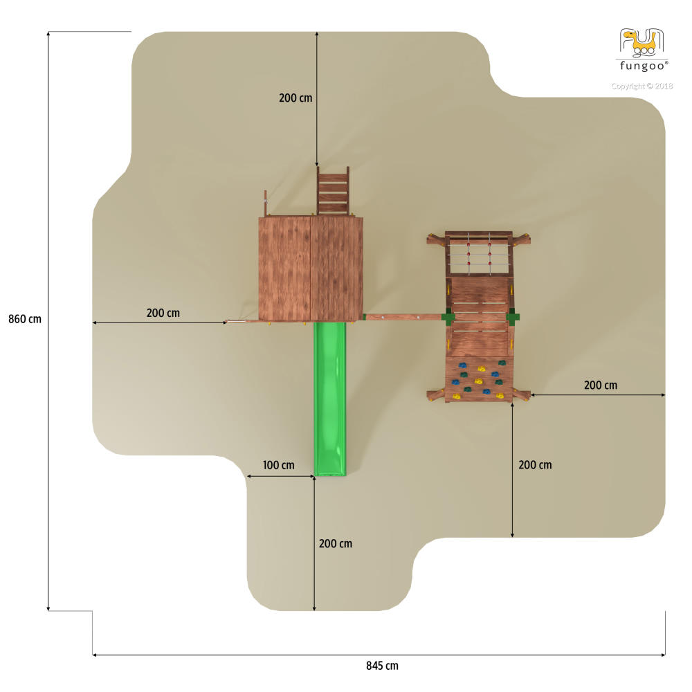 Fungoo Spielturmset FORTRESS SPIDER+, teak-farben lasiert