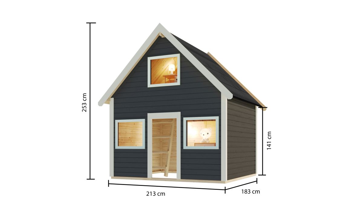 Holz-Spielhaus KALLE terragrau, Karibu