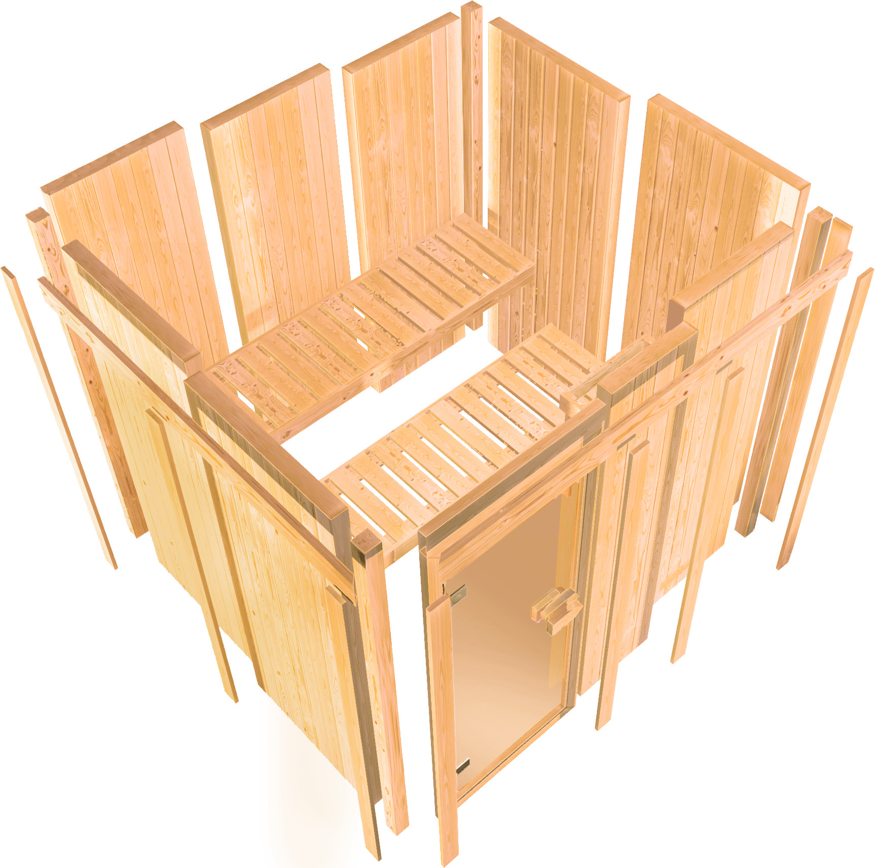 Karibu Sauna Bodo - 196 x 178 cm, 68 mm Systemsauna | ohne Ofen